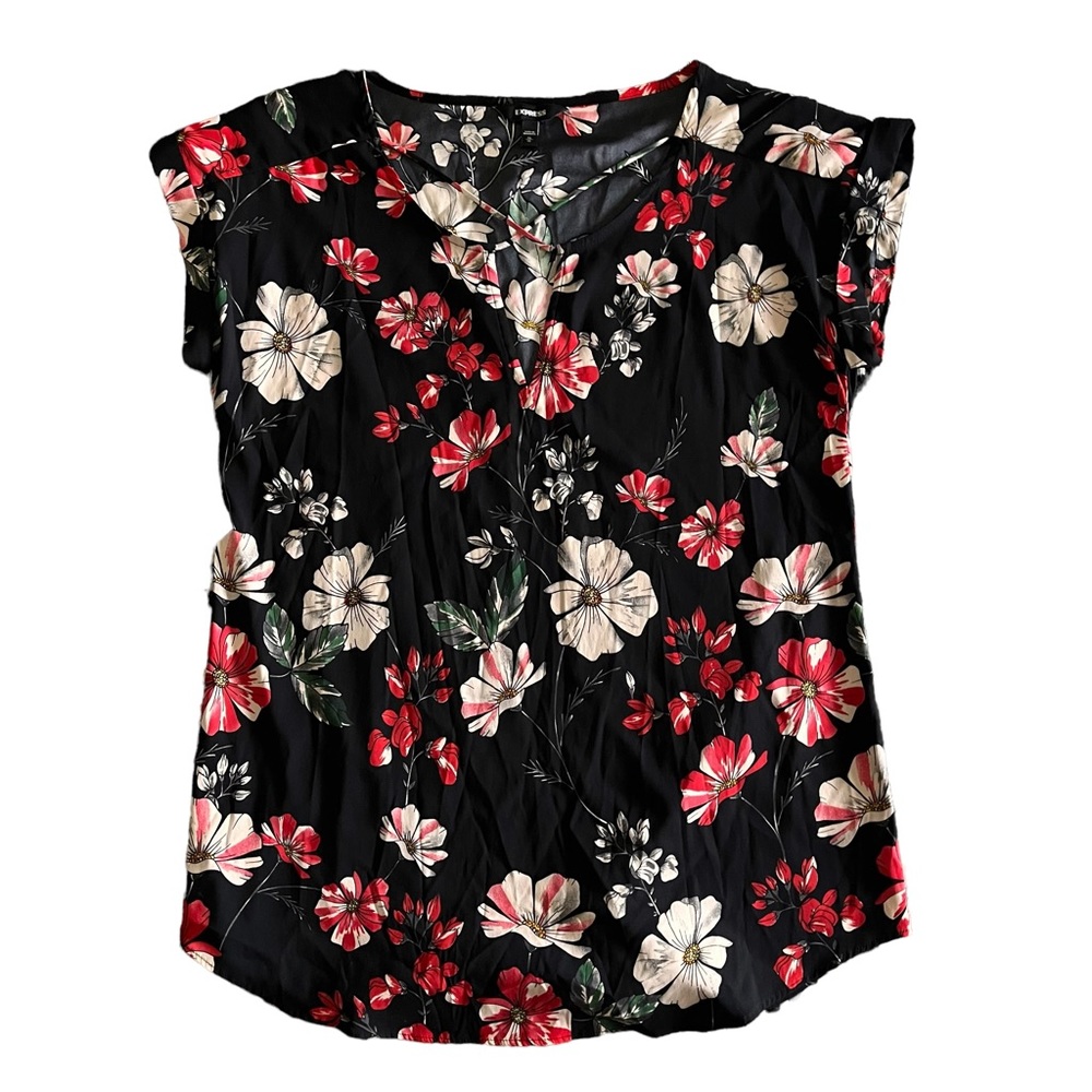 Express Floral Crisscross Front Blouse